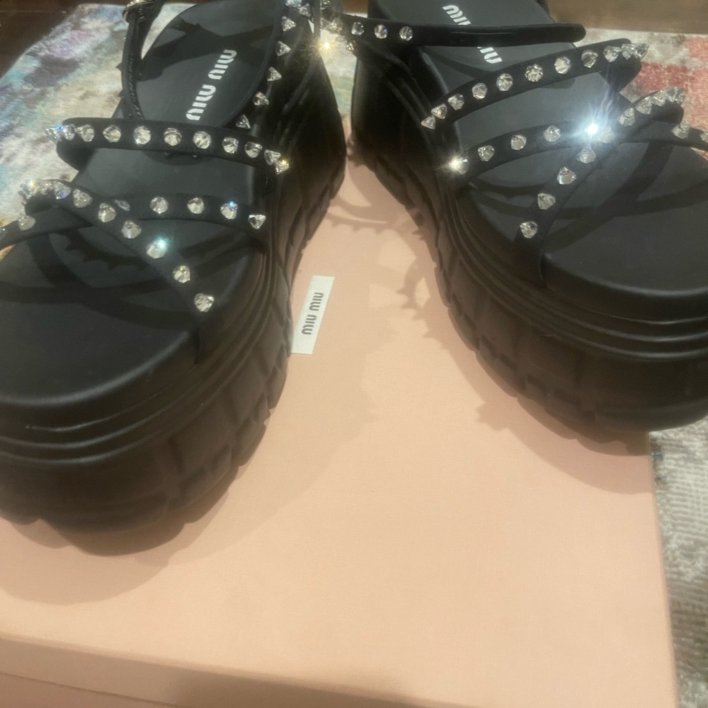 Miu Miu crystal platform sandals size 39.5